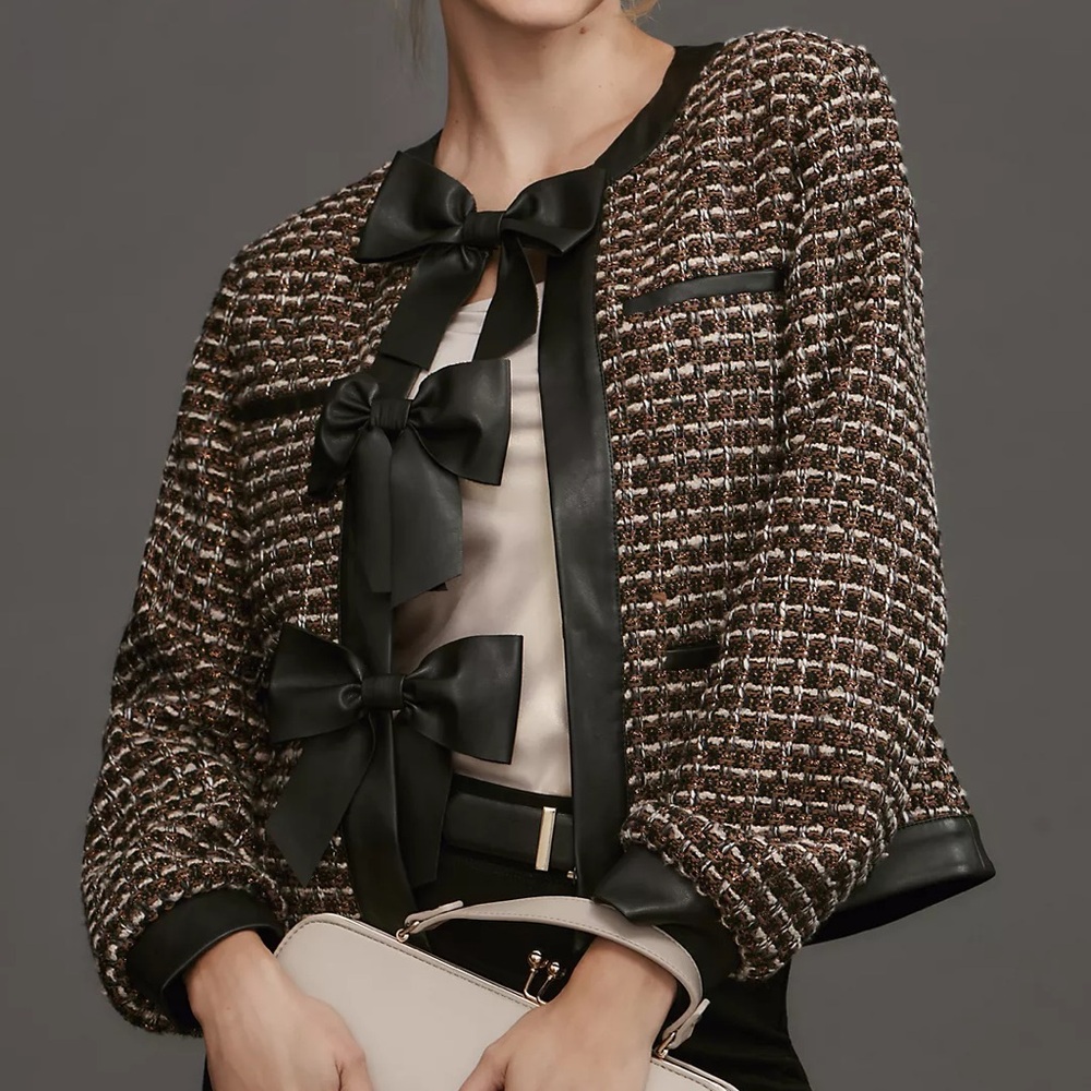 Anthropologie Bow Tweed Jacket